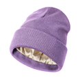 thumbnail image 4 of Gorro holgado y cálido de invierno con interior de seda, ligero y de tamaño universal. Púrpura, 4 of 9