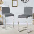 thumbnail image 7 of Lecut Bar Stools Set of 6,Counter Height Bar Stools with Back and Footrest,Modern Leather Counter Stools,Armless Dining Chairs for Kitchen Island,Pub,Bar(Dark Grey+Silver), 7 of 7