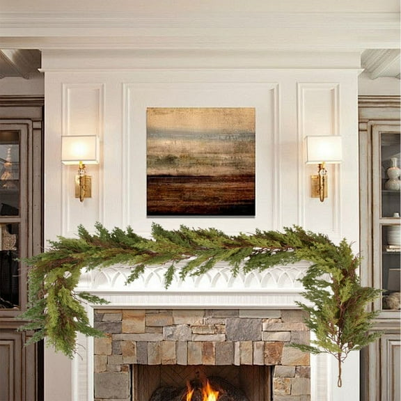 Christmas Garland, Real Touch Garland, Garland for Mantle, 84 In Artificial Rattan with Soft Rubber Pine Needles - Wall Hanging Home Decor