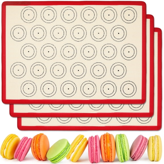 3Pcs Macarons Silicone Baking Mats Large Reusable Silicone Mat Non-Stick  Food Safe Oven-Safe for Cookies 16.7x11.6 inch