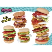 ORB Stretchee Foodz - Secret Menu 3 Pack - Mix and Match, Stretch, and Even Squeeze This Hamburger and Sandwich Trio for Stress Relief - Original Sensory/Fidget Play Food Toys for Kids and Adults
