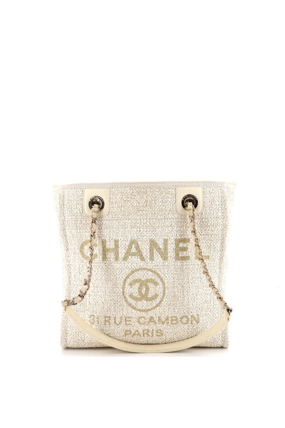 Pre-Owned North South Deauville Tote Raffia with Glitter Detail Small By Rebag