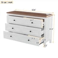 thumbnail image 5 of Retro Farmhouse Style Wooden Dresser with 6 Drawer, Storage Cabinet for Bedroom, White+Brown, 5 of 7