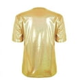thumbnail image 6 of ZHUASHUM T Shirts For Women Round Neck Shiny Glossy Solid Color Turtleneck Short Sleeve Tee Shirt Top Ladies T Shirt And Blouses Gold L, 6 of 7