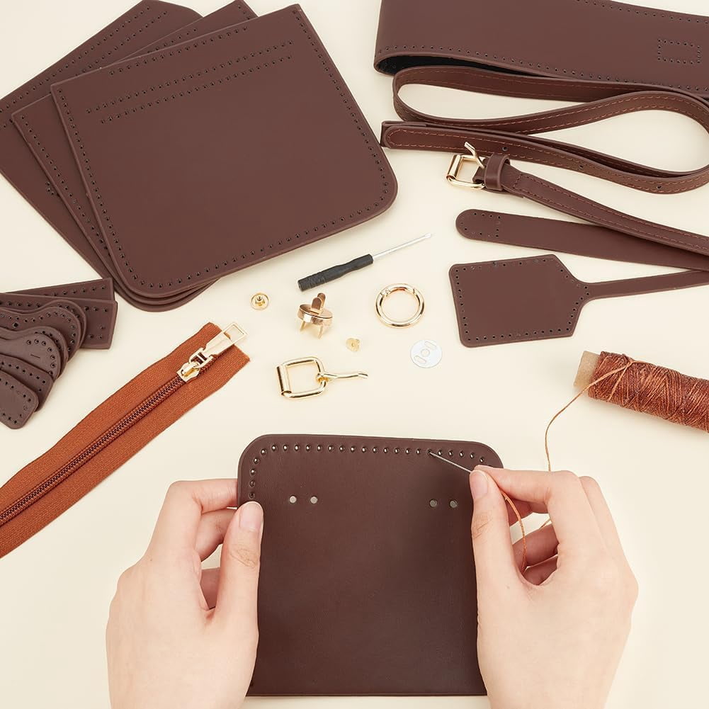 DIY Leather Shoulder Bag Making Kit PU Leather Crossbody Bag Sewing Pattern Materials Craft Kit Handicraft Women Messenger Bag Purse Making Supplies