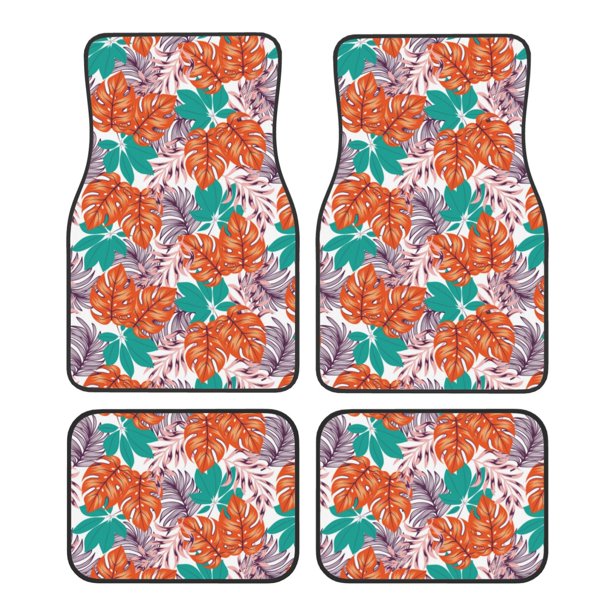 Balery Hawaiian Style Juego de 4 Alfombrillas para Auto, Revestimientos de Caucho Resistente, Diseño Antideslizante