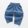 thumbnail image 2 of KAUOD Toddler Elastic Waist Jeans Straight Pull on Fall Denim Pants Baby Boys Girls Vintage Cropped Denim Trousers Pockets, 2 of 9