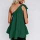 thumbnail image 4 of Camiseta sin mangas para mujer, con un solo hombro, dobladillo con volantes, tipo suelto, Top informal de verano, verde L, 4 of 7
