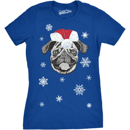 Womens Santa Pug Ugly Christmas Sweater Holiday Dog T Shirt (Best Ugly Holiday Sweaters)