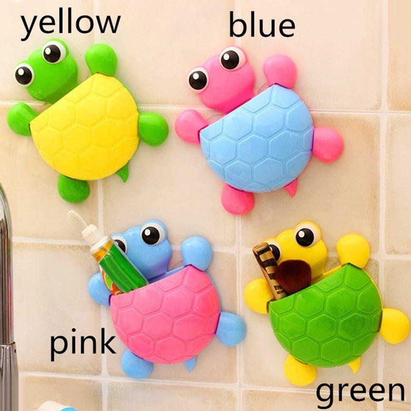 4 Colors Cartoon Tortoise Shaped Suction Cup Bathroom Turtle Toothpaste Holder 