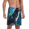 thumbnail image 2 of Vsdgher Short de Pyjama Imprimé Loup Coloré pour Hommes Bas de Pyjama Léger avec Poches-Moyen, 2 of 6