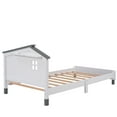 thumbnail image 7 of Twin Size Platform Bed with House-shaped Headboard, Solid Wood Platform Bed Frame with 10 Slasts Support for Bedroom Living Room Easy Assembly No Box Spring Needed, White+Gray, 7 of 7