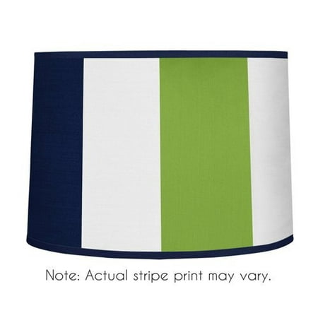 Modern Navy Blue and Lime Green Stripe Lamp Shade by Sweet Jojo Designs