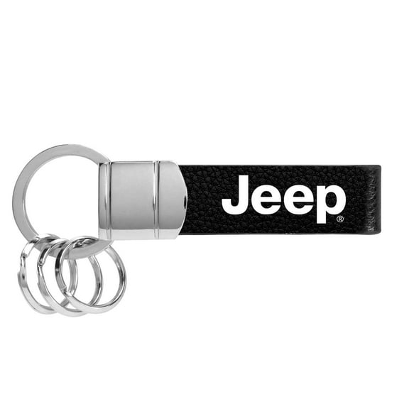 Jeep Genuine Black Leather Strap Loop Key Chain