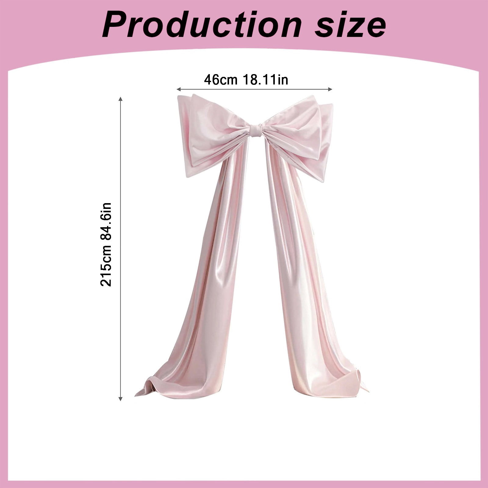 1PC Giant Pink Satin Decorative Bow with Long Tails, Large Backdrop Bow for Valentine's Day, Wedding, Engagement & Room Party Decor