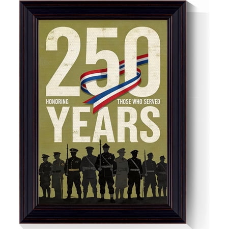 SHIRVA Vintage Patriotic Military Wall Art | USA 250th Anniversary Canvas Print | Veterans Tribute Decor 8x10in Unframed Canvas 8x12in