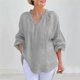 thumbnail image 2 of Algodón Falda Larga Mujeres Nuevo Casual Algodón Y Lino Manga Corta Pullover, V-Cuello Puerta Tubo Multi-Color Top, 2 of 8