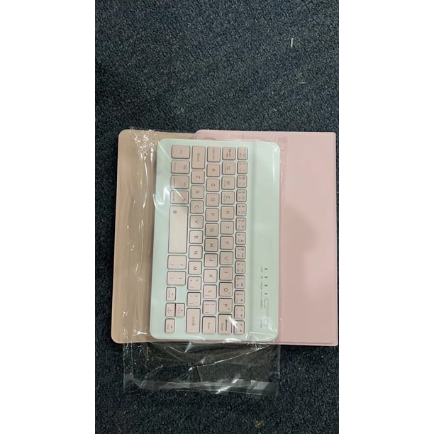 Teclado con carcasa protectora Estuche protector de tableta desmontable portátil con ranura para lápiz de teclado BT Compatible con Samsung Tab A7 Lite 8.7 / T220 / T225 Rosa Abanopi Teclado con carcasa protectora