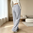 thumbnail image 4 of Rexolia Women's High Waist Brushed Fleece Sweatpants Wide Leg Open Bottom Warm Lounge Pants Light Gray 2XL, 4 of 7