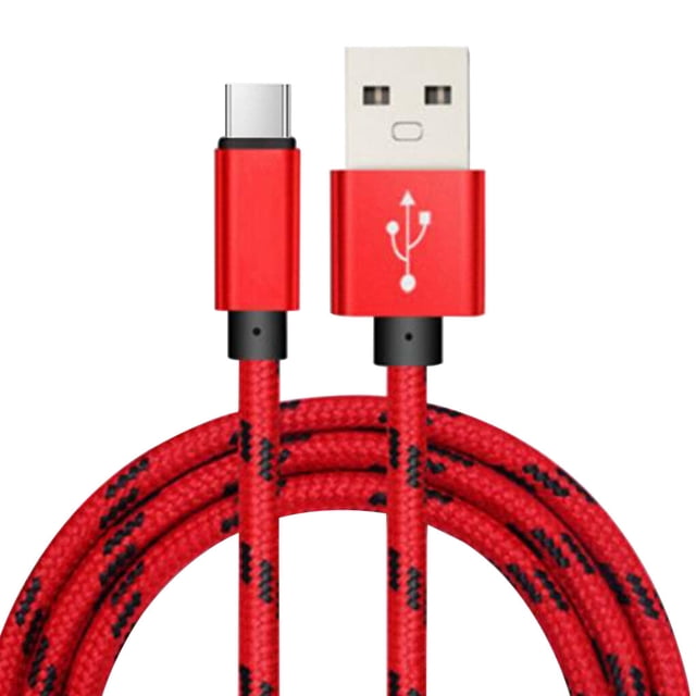 Becaristey 3A(Max ) for Micro USB Charging Cable 1/2M Type-C Fast Charging Data Cord Nylon Weaving Charging Wire For Cable Wire Red 1 Meter 1Set