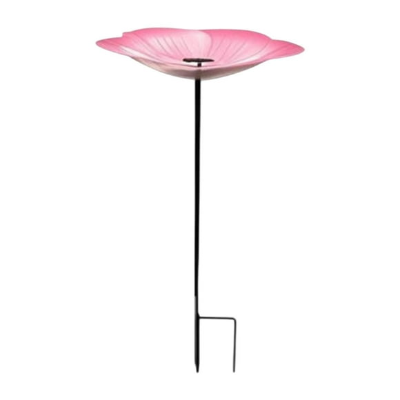 Tazón de baño de pájaros Administrador de aves al aire libre Ornamento de hierro lindo patrón de flores resistentes con Rosa