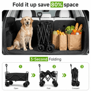 ANSFIL Collapsible Wagon with Wheels, Wagons Carts Foldable Wagon Cart with Flexible Handle, Folding Utility Heavy Duty Wagons Carts for Grocery Shopping Garden