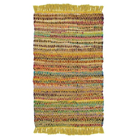 - LR Resources Accent Handwoven Flatweave Cotton Yellow Area Rug