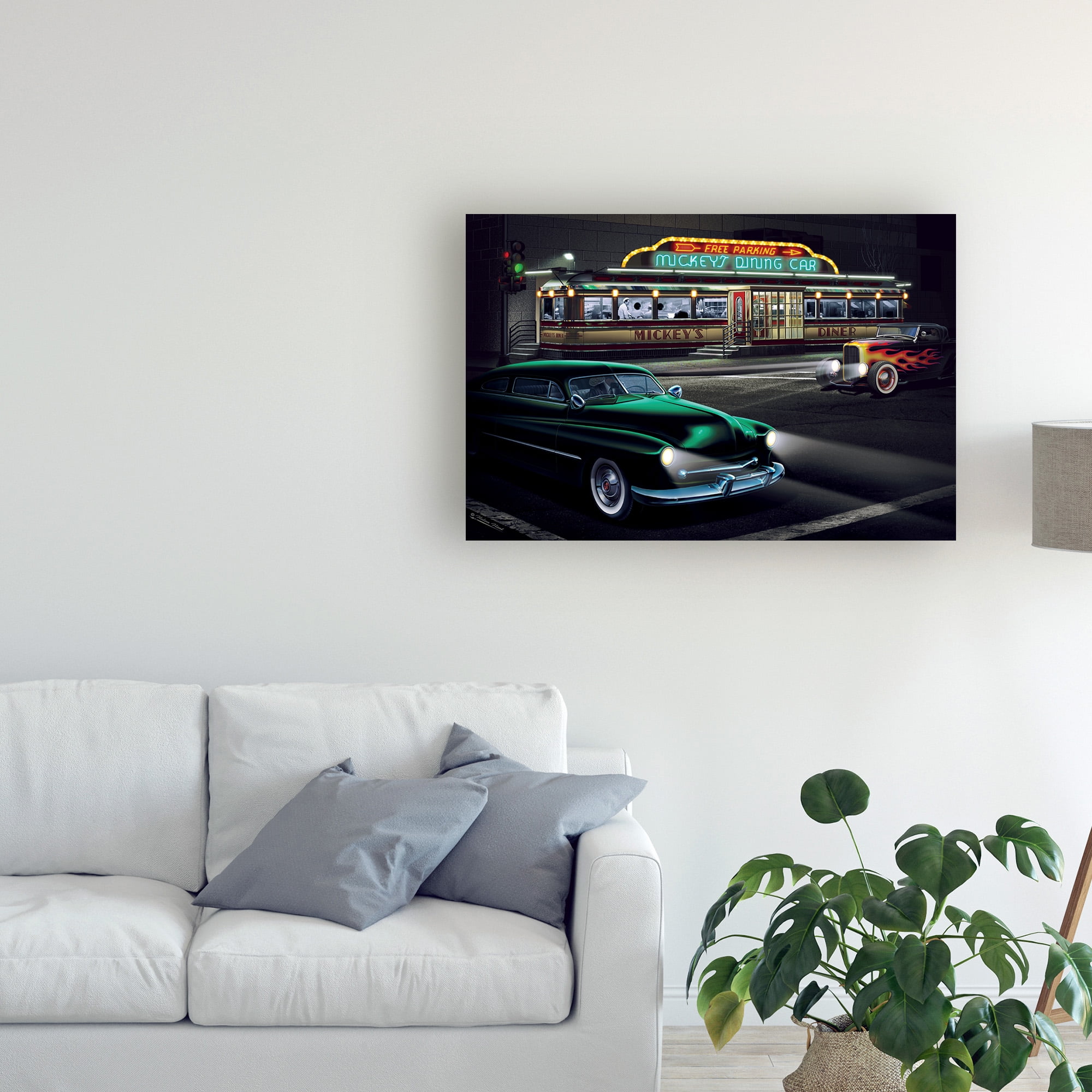 Trademark Fine Art 'Diners and Cars II' Canvas Art by Helen Flint