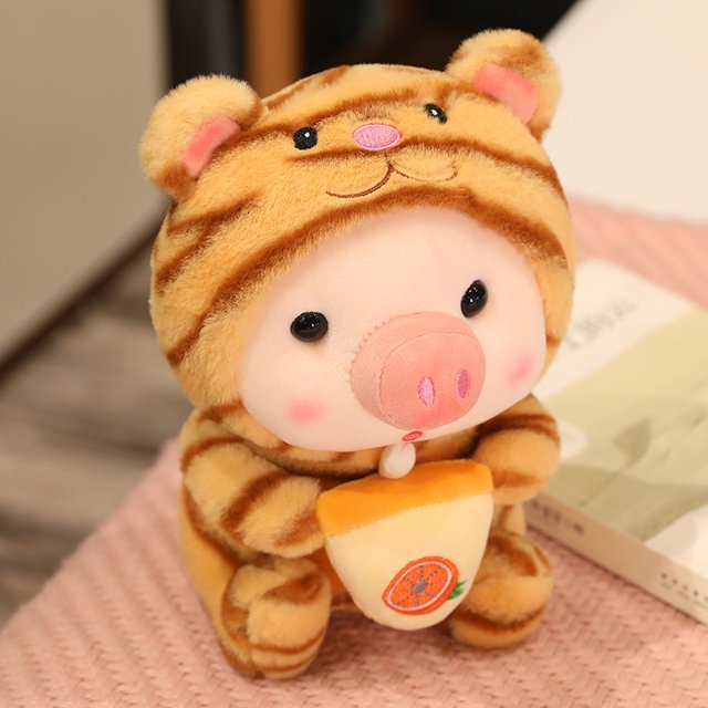 Kawaii Transformed Cosplay Frog Unciorn Tiger Rabbit Boab Tea Piggy Plush Toy Girl Plushies Sleep Ragdoll Doll Birthday Gift