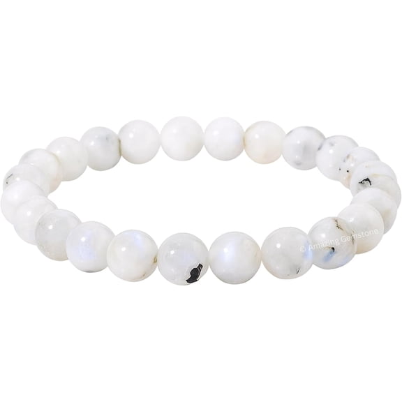 Rainbow Moonstone Crystal Bracelet - 8mm Beaded Bracelet and Healing Stones