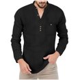thumbnail image 2 of BLCHUNen Mens Long Sleeve Tee Shirts Pullover Cotton Button Workout Shirts Breathable Lightweight Casual Trendy Tops with Pocket, 2 of 9