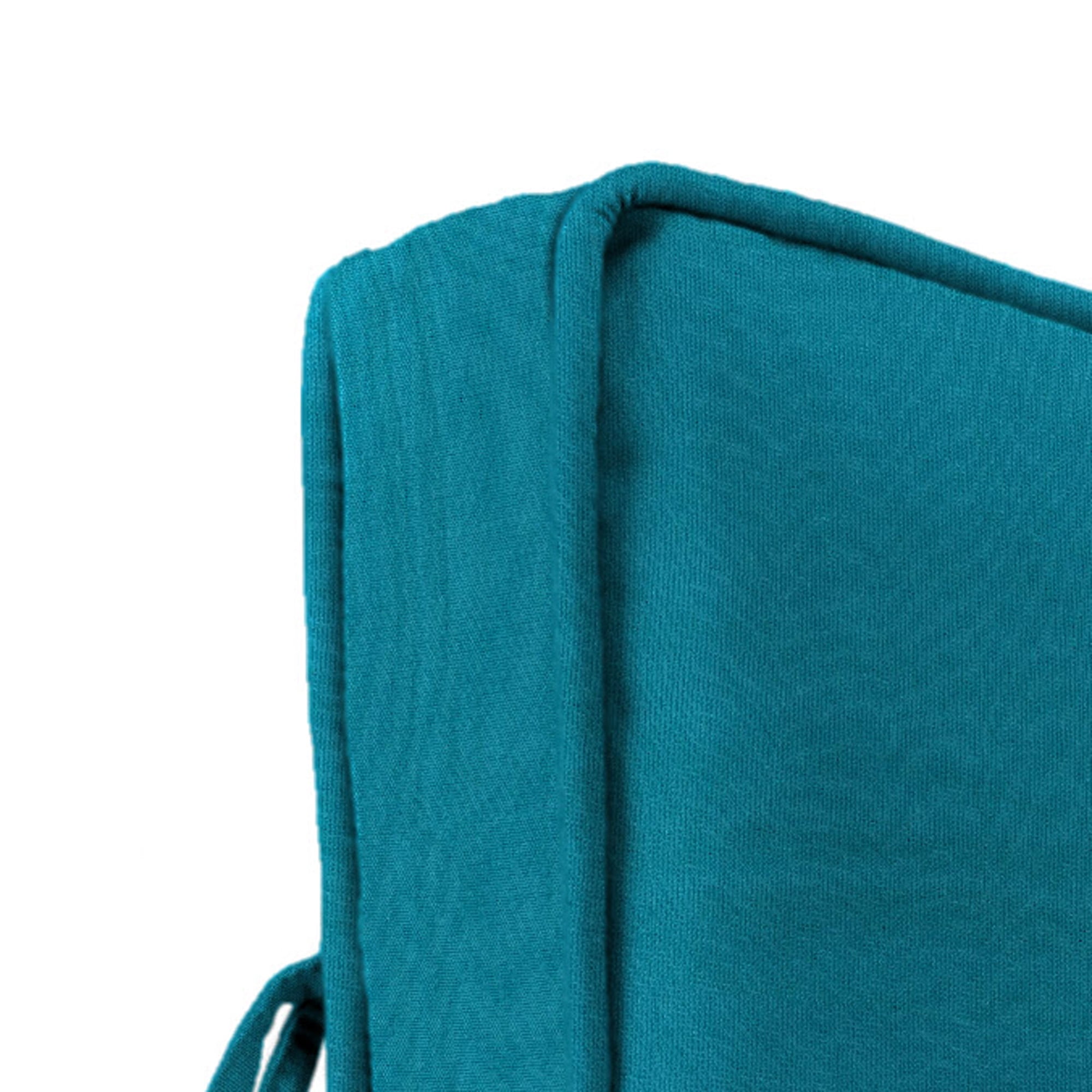 Jordan Manufacturing 45" x 22" Canvas Turquoise Solid Rectangular Outdoor Deep Seating Chair Seat and Back Cushion with Ties and Welt