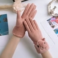 thumbnail image 3 of Eoperou 1 Pair Women Gloves Touchscreen Full Finger Thickened Plush Lining Tear-resistant Keep Warm Faux Suede Fabric Autumn Winter Outdoor Cycling Girls Gloves for Riding, 3 of 8