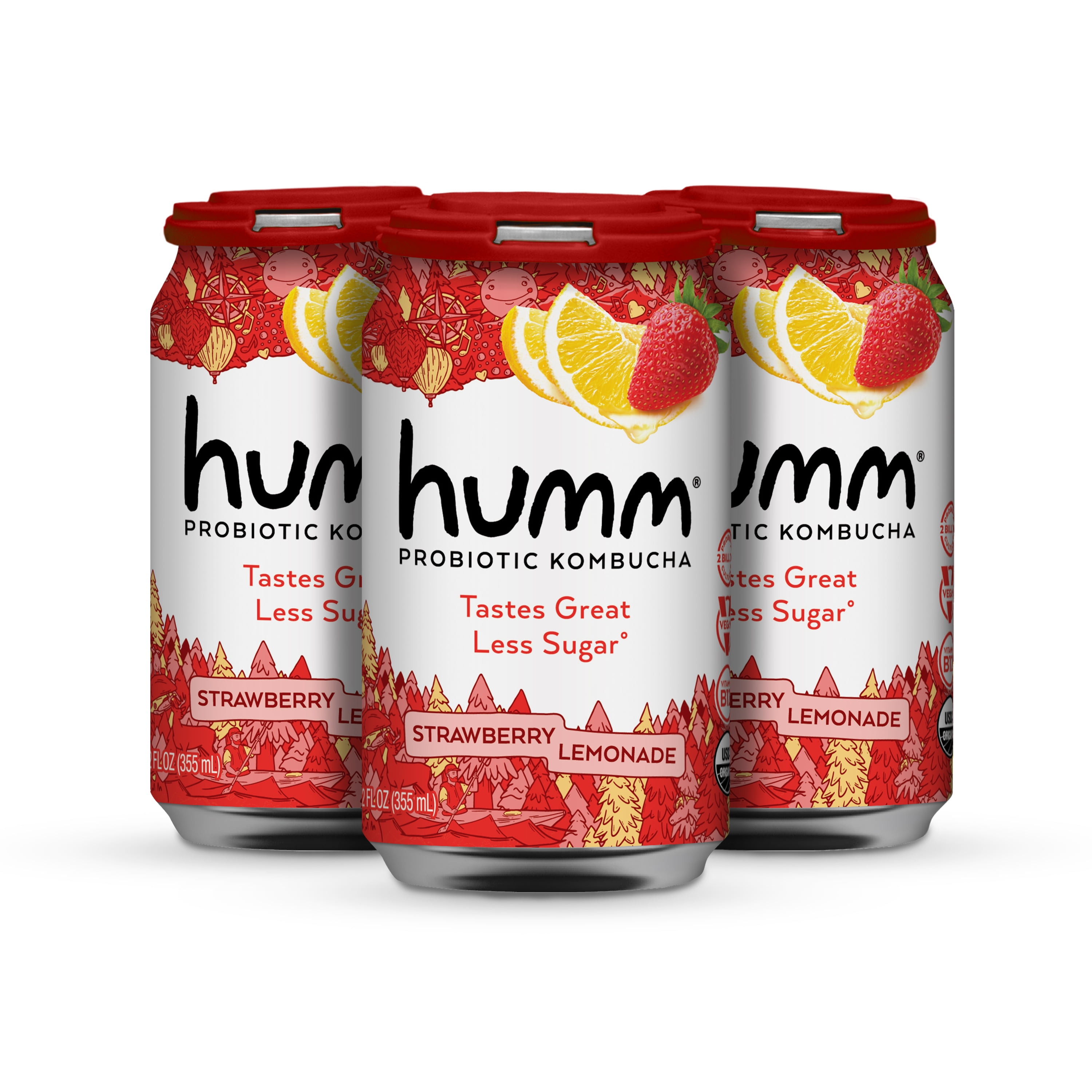 Humm Kombucha Strawberry Lemonade, (4 Pack of 1)
