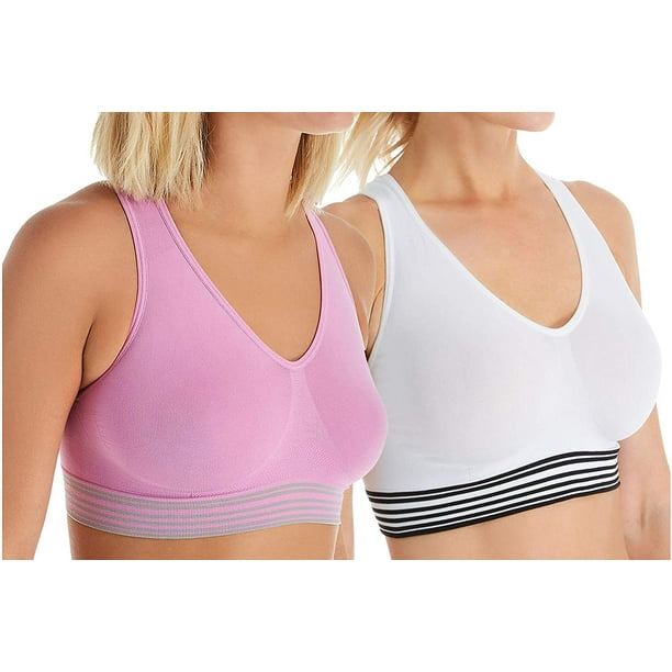 Hanes Hanes Womens Get Cozy Racerback Pullover Bra2 Pk (Orchid/White
