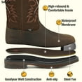 thumbnail image 6 of SMILIN Men's Steel Toe Work Boots, Square Toe Waterproof Cowboy Boots for Men, Dark Brown, US Size 10.5, 6 of 9
