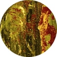 thumbnail image 1 of Ahgly Company Machine Washable Indoor Round Abstract Yellow Modern Area Rugs, 7' Round, 1 of 4