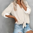 thumbnail image 2 of QIPOPIQ Chemises à Rayures pour Femmes à Boutons 2024 Col Rabattu Manches Longues Retroussables Liquidation, 2 of 9