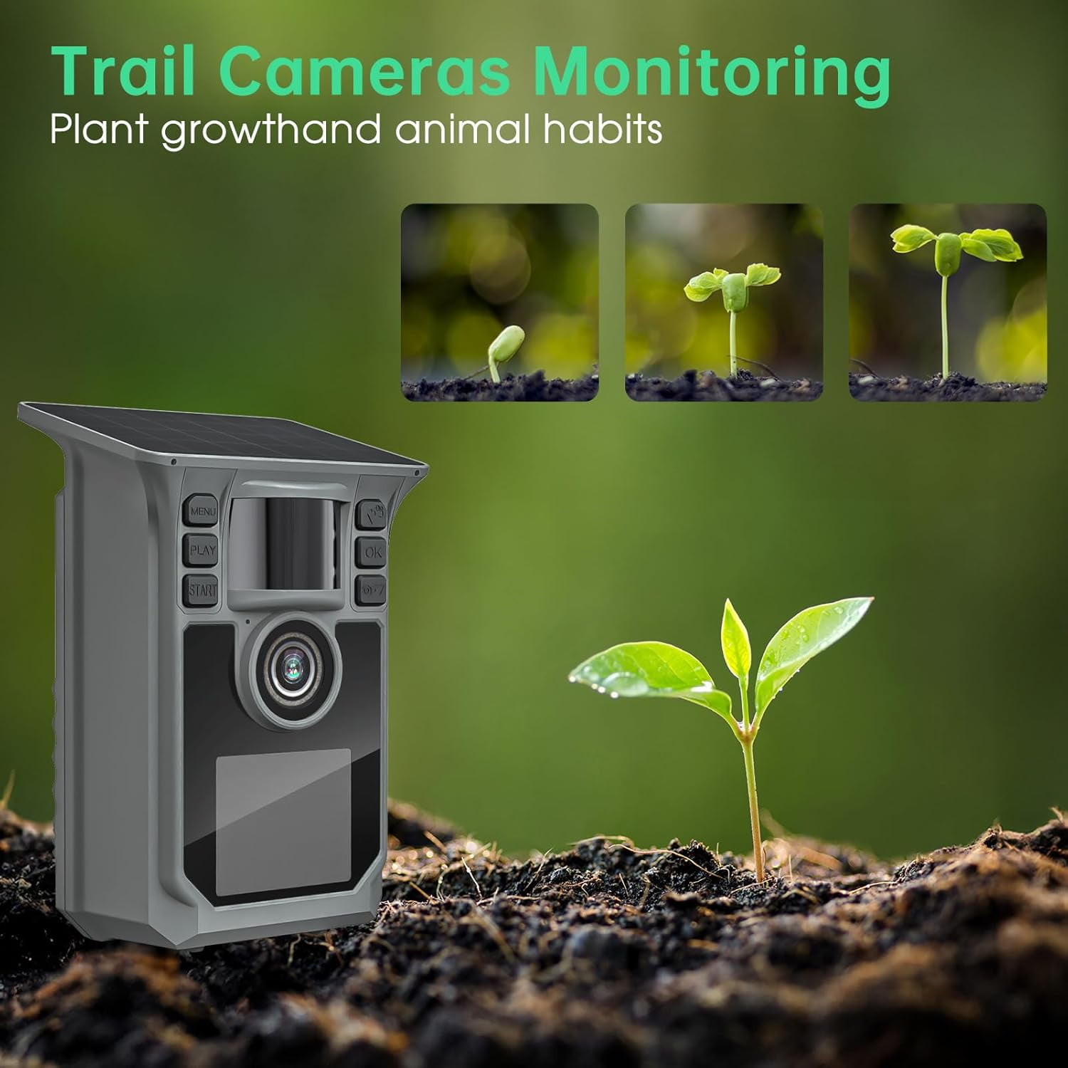 WiFi Trail Camera 4K 64MP Solar Game Camera with 5000mAh Battery, 64GB Memory Card, IP67 Waterproof Night Vision Trail Cam for Wildlife Monitoring with 2-Inch Screen