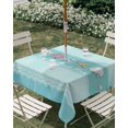 thumbnail image 3 of Square Outdoor Tablecloth with Umbrella Hole Teal Summer Coastal Outside Table Cloth Waterproof Patio Table Cover Modern Ocean Waves Starfish Shell Zipper Tablecloths for Picnic Camping 60x60 Inch, 3 of 8