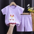 thumbnail image 2 of CAUYDY Toddler Girl Clothes 2Pcs Baby Girl Summer Outfits Sleeveless Bow Knot Tank Shirts Tops + Shorts Clothing Sets 1-5T Pajamas Set Teen Girls Clothes Set (Sizes 6-12 Months,H03-Purple), 2 of 4