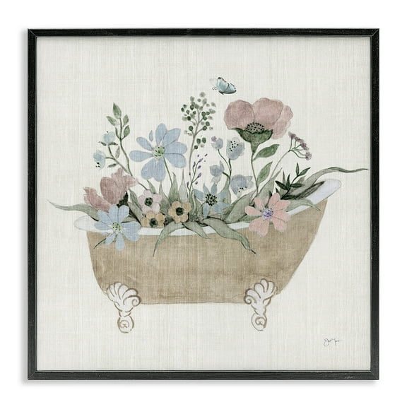Stupell Industries Rustic Botanicals in Tub Floral Painting Black Framed Art Print Wall Art, 12 x 12