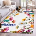 thumbnail image 2 of Spring Floral Area Rugs Collection 2.7'x5', Yellow Pink Flowers Botanical Farmhouse Non Slip Indoor Rectangle Throw Runner Rug Floor Mat Carpet for Living Room Dining Table Bedroom Nursery, 2 of 9