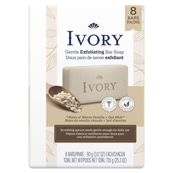 Ivory Gentle Bar Soap, All Skin Types, 8 Count, 3.17 Ounces Each
