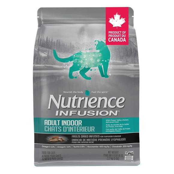 2 x Nutrience Infusion Adult Indoor Cat Food, 2.27 kg (5 lbs), Canadian Chicken, Freeze-Dried Infused Kibble, Dry Cat Food, Nourriture Pour Chat, Manger Pour Chat
