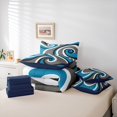 thumbnail image 6 of Homewish Blue Gray Black 7pcs Bedding Comforter Set,Wave Stripes Print Queen Bedding Sets,Abstract Geometric Aesthetic Queen Sheet Sets For Kids,Microfiber Bedroom Decor Reversible, 6 of 8