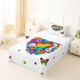 thumbnail image 3 of Manfei Rainbow Love Heart Twin Sheets, Butterfly Groovy Flower Bedding, White Blue, 3 Pieces, 1 Flat Sheet, 1 Fitted Sheet and 1 Pillowcase, 3 of 6