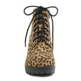 thumbnail image 3 of Second-S Cheetah Leopard Print Soda Women Ankle Combat Boots High Heels Lace Up Side Zipper Booties 6, 3 of 4