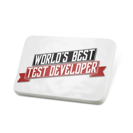 Porcelein Pin Worlds Best Test Developer Lapel Badge – (The Best Gay Test)