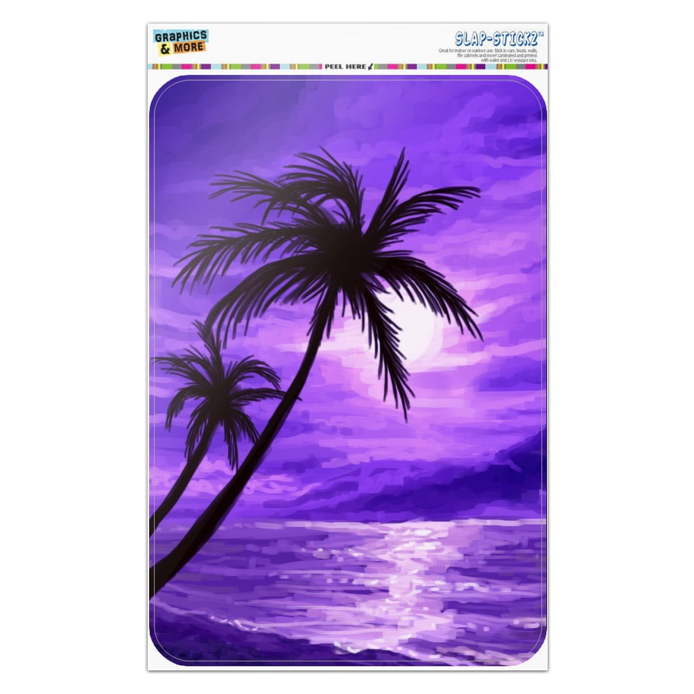Sunset on Tropical Beach with Palm Trees Hawaii Orange Home Business Office Sign 